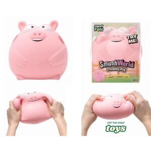 Crazy Fun SmushWorld Chubby Pig Jumbo Pink Squishy Stretch Squeeze Sensory Toy